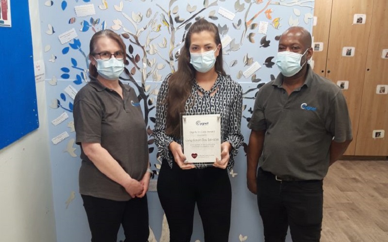 The team at Long Eaton Day Services with their Dignity in Care Award