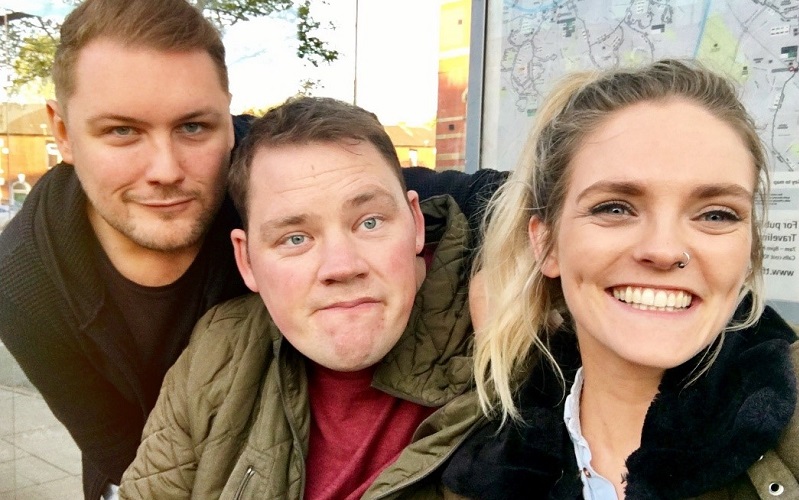 Mark (centre) with Adam and Nicola