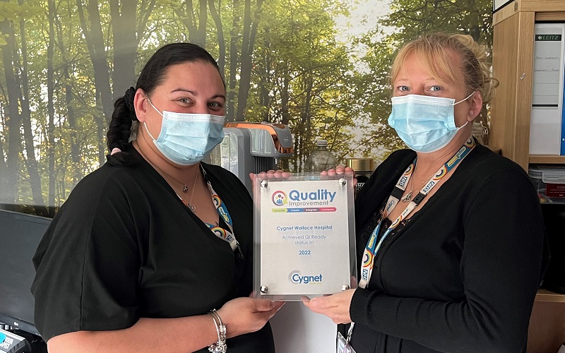 The team at Cygnet Wallace Hospital with their QI Ready plaque