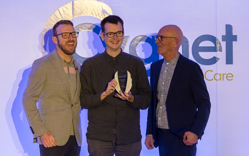Dominic presented with his award by JJ Chalmers and Nick Ruffley