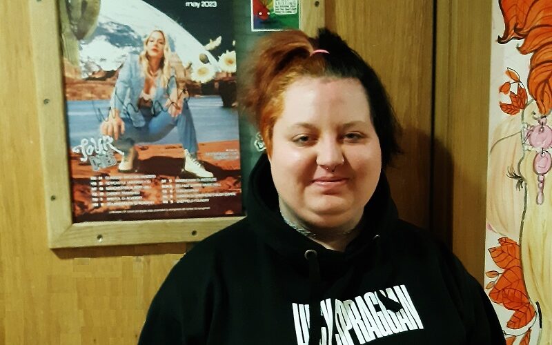 Tilly with her Lucy Spraggan poster and hoodie