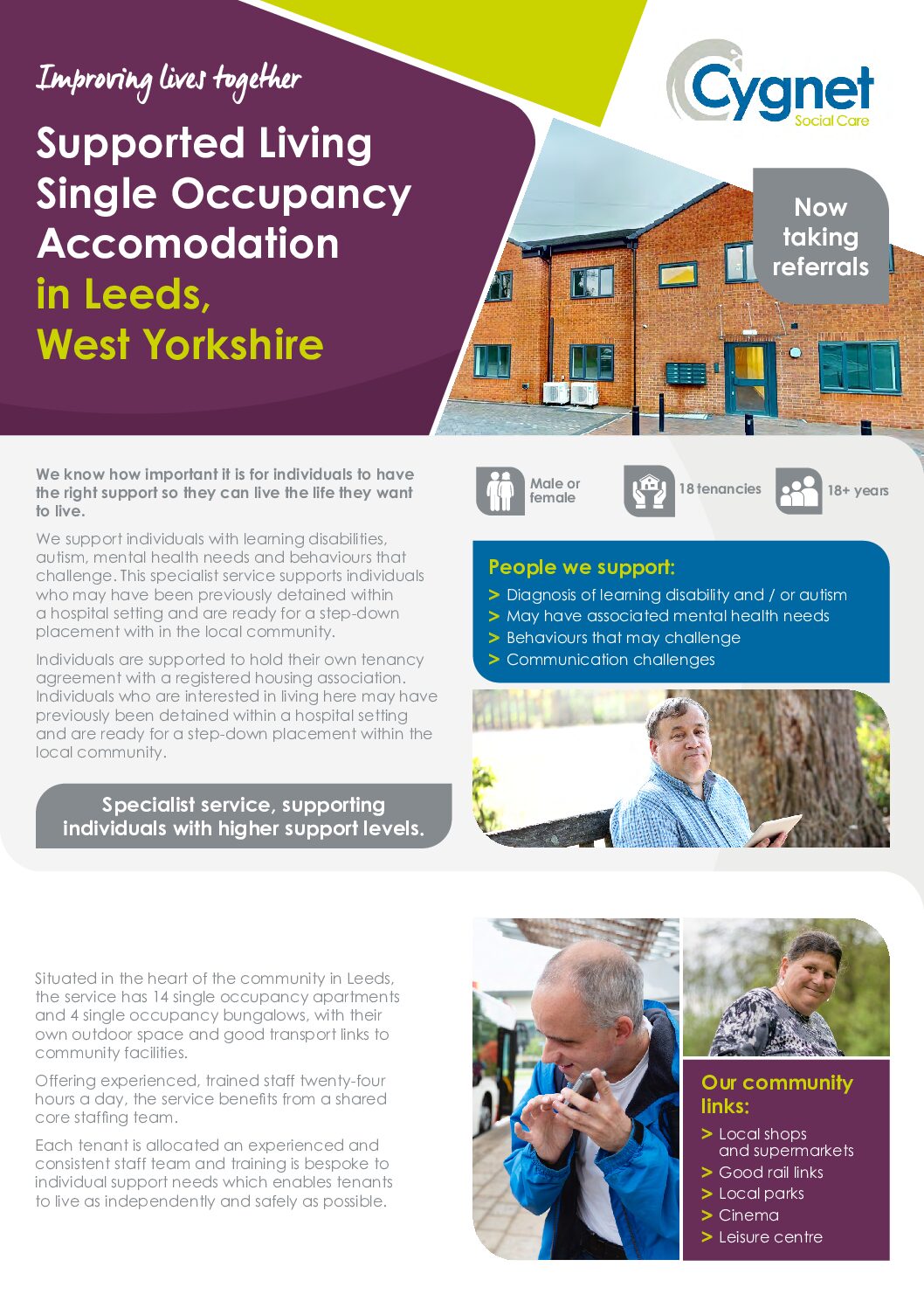 Download Supporting Living in Leeds flyer PDF