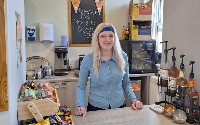 Georgia working in the Recovery College Cafe at Cygnet Hospital Kewstoke