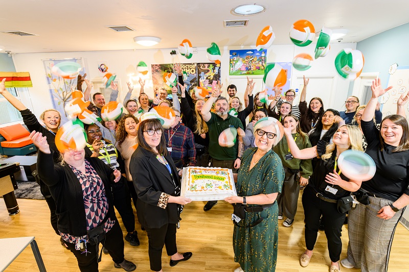 Staff celebrating the new name for Forestwood School