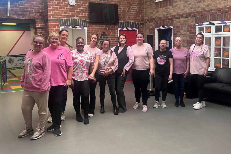 The Sheffield Day Services team wearing pink to support Breast Cancer Awareness Month